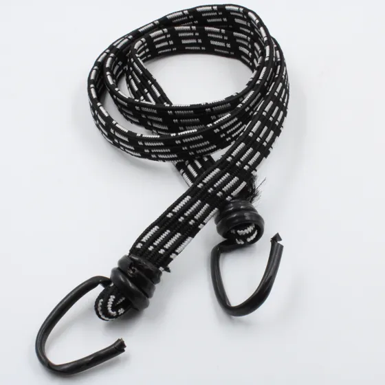 Black and White Flat Bungee Cord, Grouped Dash Rows