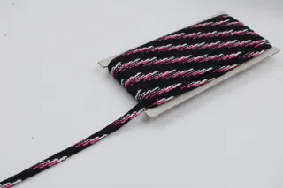 Black, Pink and White Flat Drawstring Cord sample, design MT-59208122, view 3