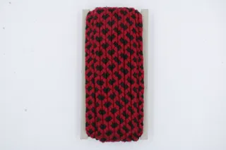 Black and Deep Red Checked Choti Braid sample, design MT-F6B831C4, view 2
