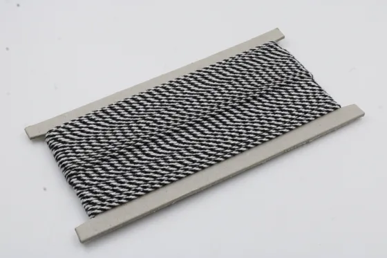 Black and White Braided Cord, Fine Diagonal Stripe
