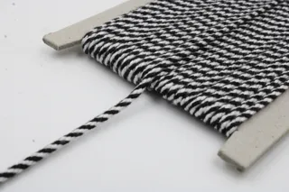 Black and White Braided Cord, Fine Diagonal Stripe sample, design MT-163E8703, view 5