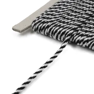 Black and White Braided Cord, Fine Diagonal Stripe sample, design MT-163E8703, view 9