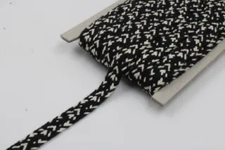 Black Flat Drawstring Cord with White Flecks sample, design MT-27FE29F4, view 4