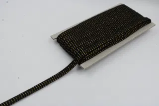 Black and Gold Metallic Flat Drawstring Cord sample, design MT-8C0EE914, view 3
