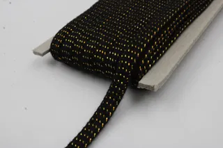 Black and Gold Metallic Flat Drawstring Cord sample, design MT-8C0EE914, view 4