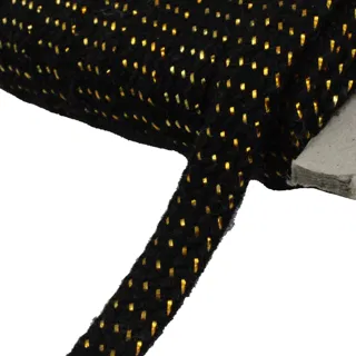 Black and Gold Metallic Flat Drawstring Cord sample, design MT-8C0EE914, view 8
