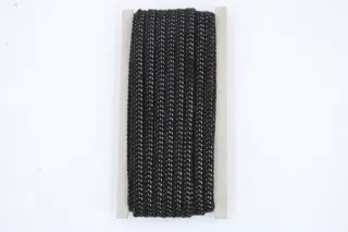 Black and Silver-White Metallic Flat Drawstring Cord sample, design MT-D872C527, view 2