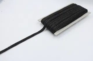 Black and Silver-White Metallic Flat Drawstring Cord sample, design MT-D872C527, view 3