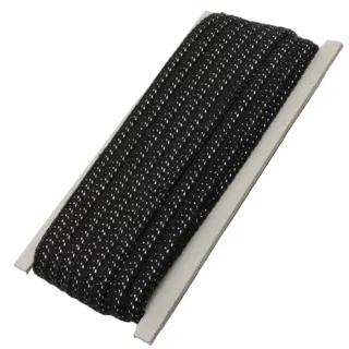 Black and Silver-White Metallic Flat Drawstring Cord sample, design MT-D872C527, view 7