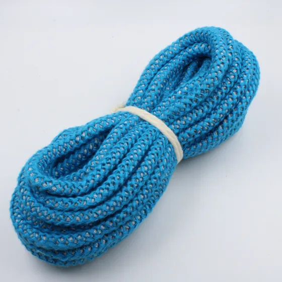 Turquoise Blue Mesh Covered Cord with Grey Core