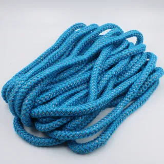 Turquoise Blue Mesh Covered Cord with Grey Core sample, design MT-F3EB91F5, view 3