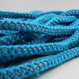 Turquoise Blue Mesh Covered Cord with Grey Core sample, design MT-F3EB91F5, view 4