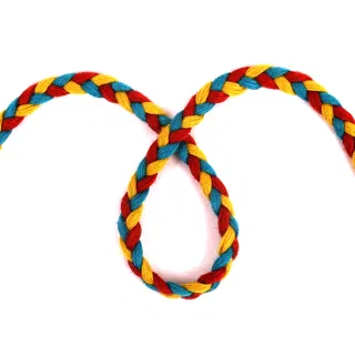 Turquoise Blue, Red and Yellow Choti Braid sample, design MT-54F81C70, view 2
