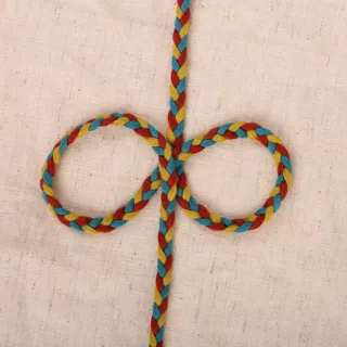 Turquoise Blue, Red and Yellow Choti Braid sample, design MT-54F81C70, view 4