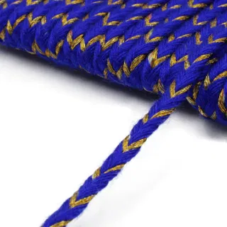 Royal Blue and Gold-Tone Metallic Choti Braid sample, design MT-5791E16B, view 8