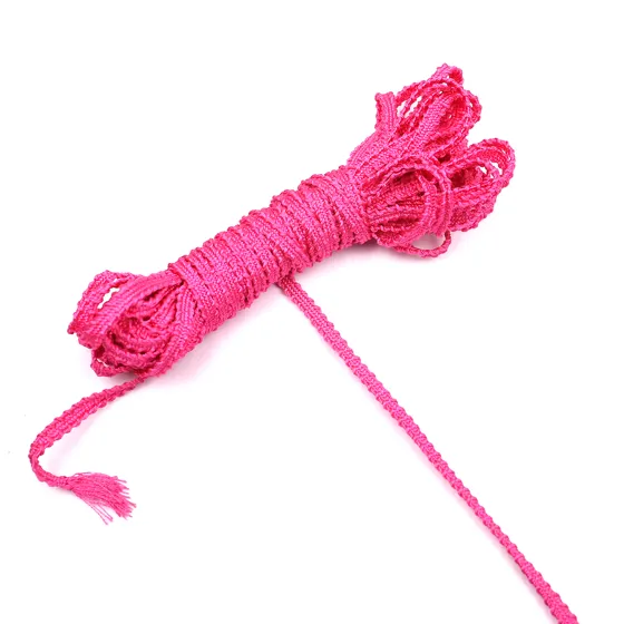 Fuchsia Pink Braided Trim, Narrow Picot Edge