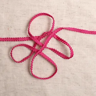 Fuchsia Pink Braided Trim, Narrow Picot Edge sample, design MT-85DBDF5E, view 4