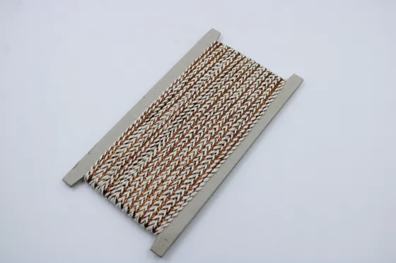 Cream and Copper Brown Khajuri Braided Trim