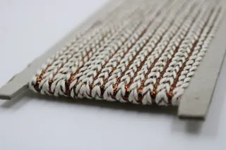 Cream and Copper Brown Khajuri Braided Trim sample, design MT-C6AC2E7C, view 3