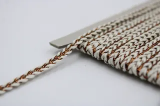 Cream and Copper Brown Khajuri Braided Trim sample, design MT-C6AC2E7C, view 5