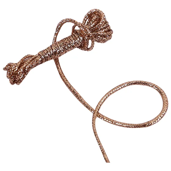 Copper Brown Fine Metallic Braided Cord sample, design MT-980B6B3E, view 5