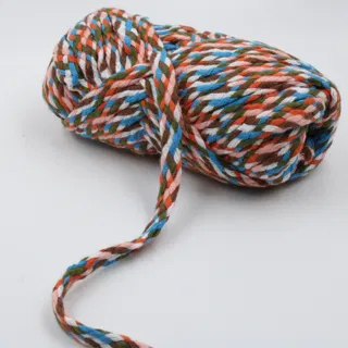 Brown, Powder Pink and Olive Green Braided Drawstring Cord sample, design MT-5B917FC7, view 2