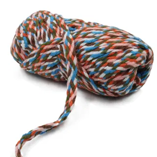 Brown, Powder Pink and Olive Green Braided Drawstring Cord sample, design MT-5B917FC7, view 6