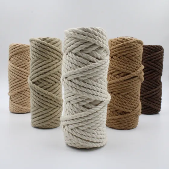 Brown Shades and Off-White 3-Ply Twisted Macrame Cord, Set of 5 Spools