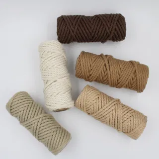 Brown Shades and Off-White 3-Ply Twisted Macrame Cord, Set of 5 Spools sample, design MT-2196026B, view 3