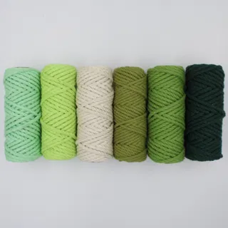 Green Shades and Off-White 3-Ply Twisted Macrame Cord, Set of 6 Spools sample, design MT-12A42D30, view 2