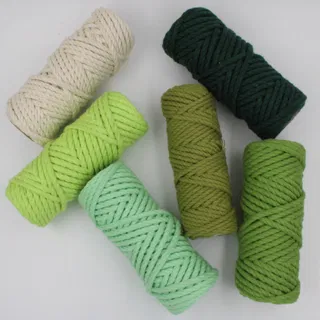 Green Shades and Off-White 3-Ply Twisted Macrame Cord, Set of 6 Spools sample, design MT-12A42D30, view 3