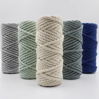 Grey, Mint and Blue 3-Ply Twisted Macrame Cord, Set of 5 Spools sample, design MT-6E2F8FF9, view 2