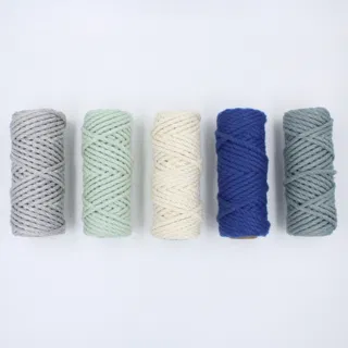 Grey, Mint and Blue 3-Ply Twisted Macrame Cord, Set of 5 Spools sample, design MT-6E2F8FF9, view 3