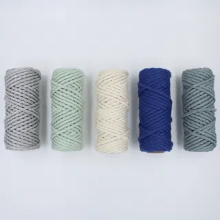 Grey, Mint and Blue 3-Ply Twisted Macrame Cord, Set of 5 Spools sample, design MT-6E2F8FF9, view 4