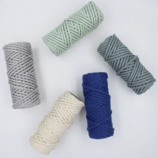 Grey, Mint and Blue 3-Ply Twisted Macrame Cord, Set of 5 Spools sample, design MT-6E2F8FF9, view 5