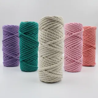 Lilac, Pink, Peach and Teal 3-Ply Macrame Cord Set, 5 Spools sample, design MT-D1D7D6F2, view 2