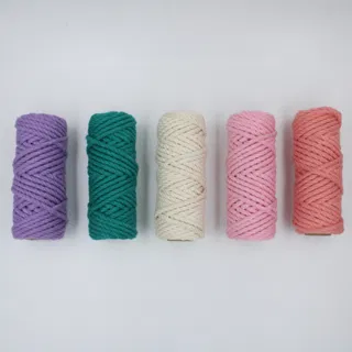 Lilac, Pink, Peach and Teal 3-Ply Macrame Cord Set, 5 Spools sample, design MT-D1D7D6F2, view 3