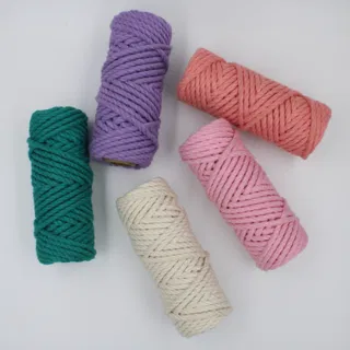 Lilac, Pink, Peach and Teal 3-Ply Macrame Cord Set, 5 Spools sample, design MT-D1D7D6F2, view 4