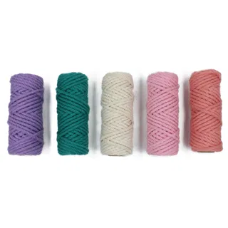 Lilac, Pink, Peach and Teal 3-Ply Macrame Cord Set, 5 Spools sample, design MT-D1D7D6F2, view 5