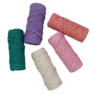 Lilac, Pink, Peach and Teal 3-Ply Macrame Cord Set, 5 Spools sample, design MT-D1D7D6F2, view 6