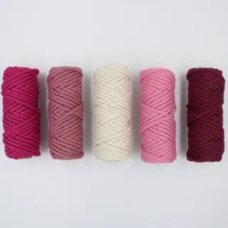 Pink Shades and Off-White 3-Ply Twisted Macrame Cord, Set of 5 Spools sample, design MT-280213D3, view 2