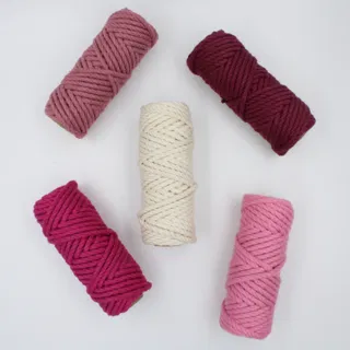 Pink Shades and Off-White 3-Ply Twisted Macrame Cord, Set of 5 Spools sample, design MT-280213D3, view 3