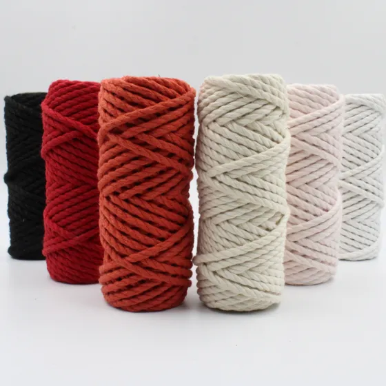 Black, Red, Orange and Pink 3-Ply Twisted Macrame Cord, 6 Spools