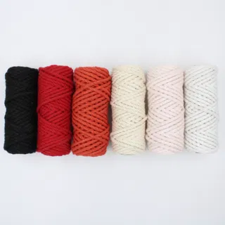 Black, Red, Orange and Pink 3-Ply Twisted Macrame Cord, 6 Spools sample, design MT-C287E0D0, view 2
