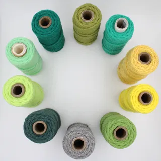 Green, Grey and Yellow 3-Ply Twisted Macrame Cord, Set of 10 Spools sample, design MT-5CBD52D6, view 3