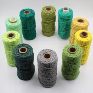 Green, Grey and Yellow 3-Ply Twisted Macrame Cord, Set of 10 Spools sample, design MT-5CBD52D6, view 4