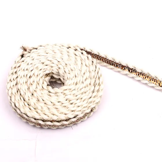 Cream and Copper-Brown Flat Braided Trim