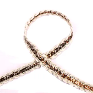 Cream and Copper-Brown Flat Braided Trim sample, design MT-5CC5CCEF, view 2