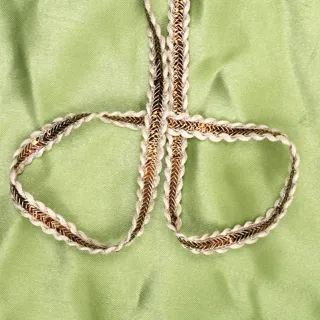 Cream and Copper-Brown Flat Braided Trim sample, design MT-5CC5CCEF, view 4