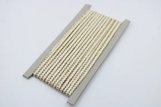 Cream Khajuri Braided Trim with Gold Line